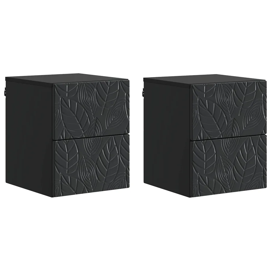 Cabinet de chevet mural 2 pcs Noir 34,5 x 33 x 40 cm - 2
