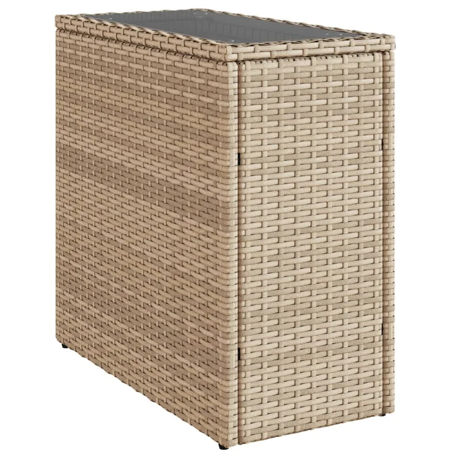 Table d'appoint de jardin avec dessus en verre beige rotin - 2