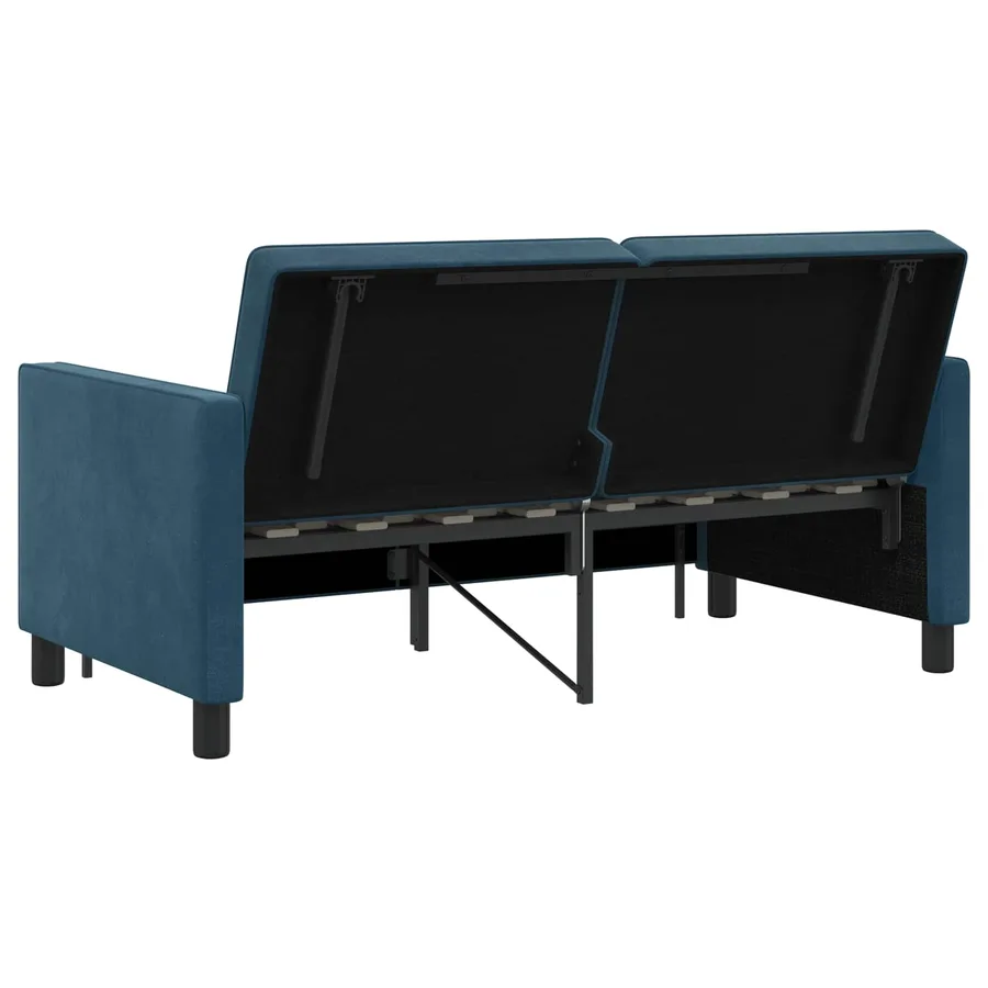 Canapé-Lit Bleu Tissu - 9