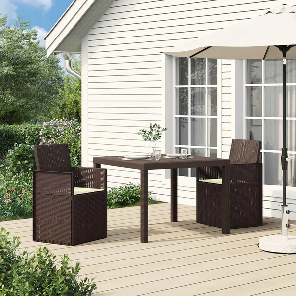 Chaises de jardin salle à manger 2 pcs Marron et crème PP