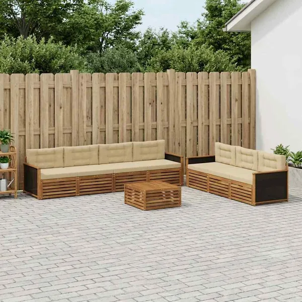 Ensemble de canapés d'extérieur 8 pcs Naturel et Beige