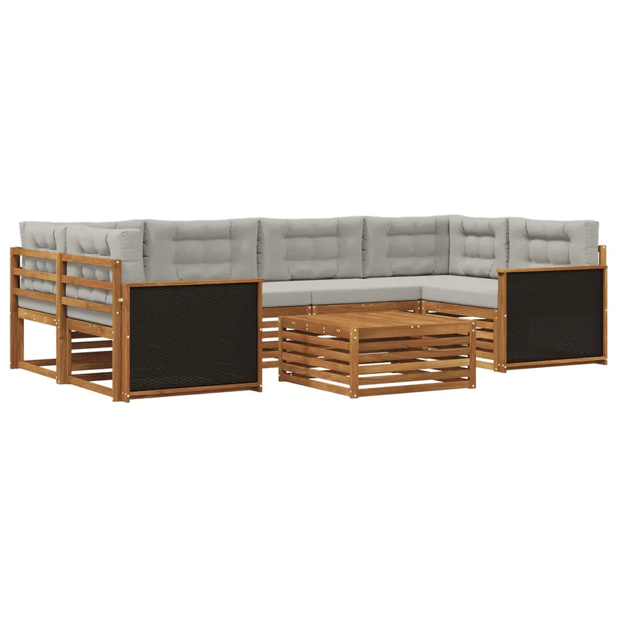 Ensemble de canapés d'extérieur 7 pcs Naturel et gris clair - 2