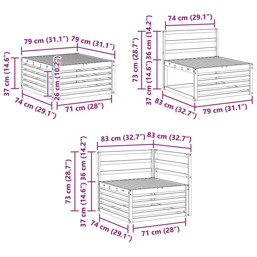 Ensemble de canapés d'extérieur 6 pcs Naturel - 9