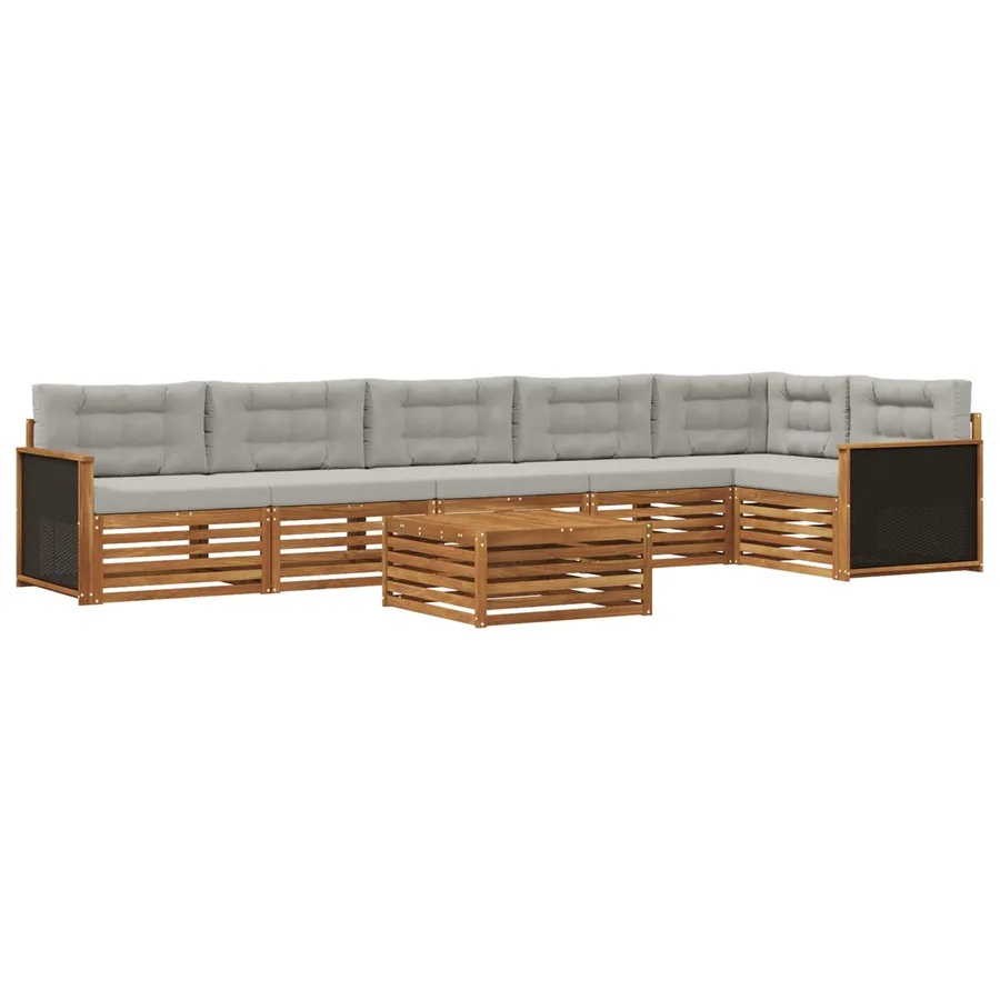 Ensemble de canapés d'extérieur 7 pcs Naturel et gris clair - 2