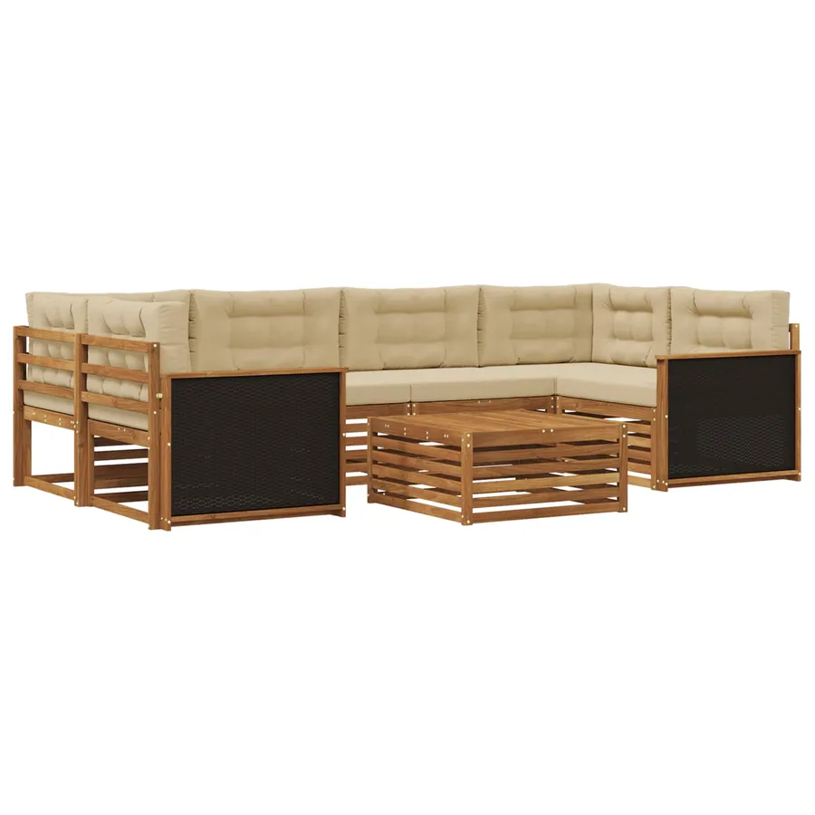 Ensemble de canapés d'extérieur 7 pcs Naturel et Beige - 2