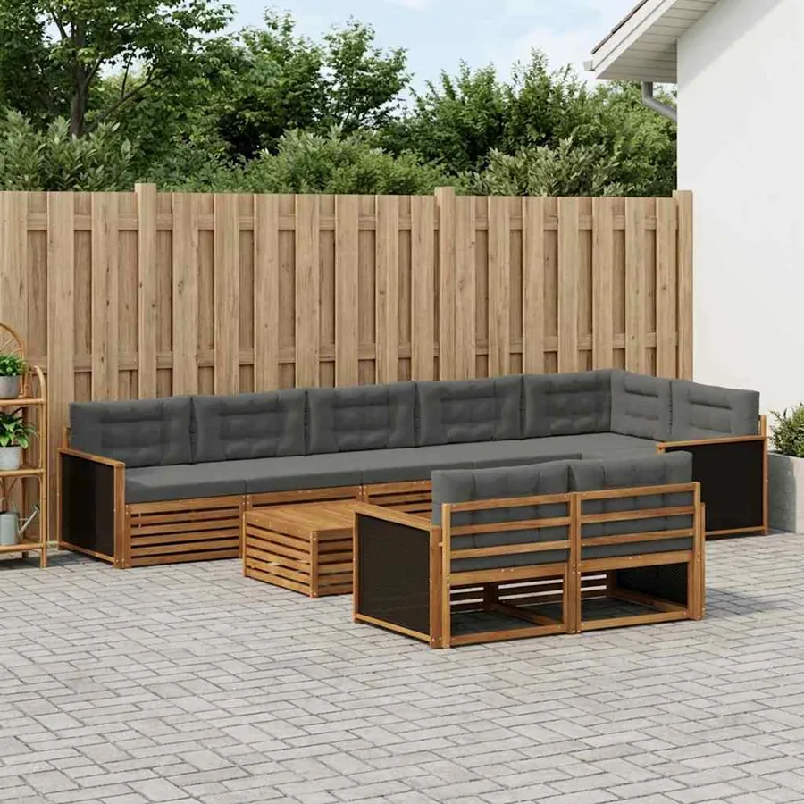 Ensemble de canapés d'extérieur avec coussin 9 pcs