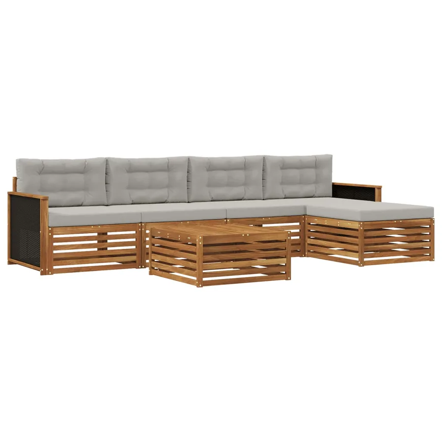 Ensemble de canapés d'extérieur 6 pcs Naturel et gris clair - 2
