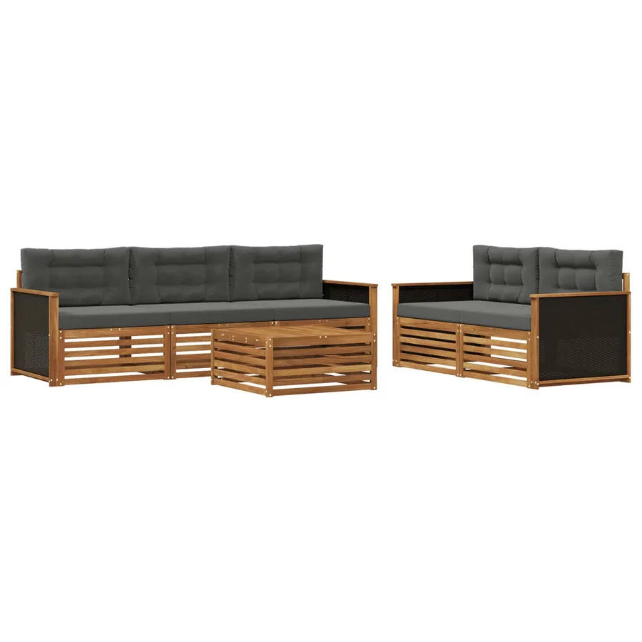 Ensemble de canapés d'extérieur 6 pcs Naturel et Anthracite - 2