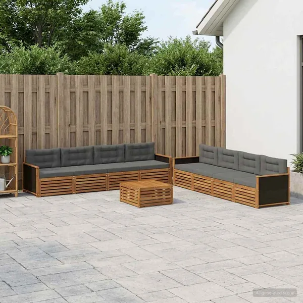 Ensemble de canapés d'extérieur 9 pcs Naturel et Anthracite
