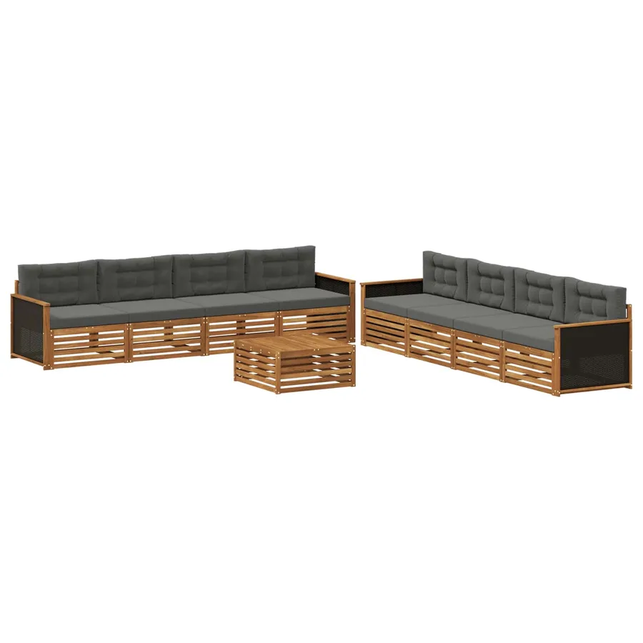 Ensemble de canapés d'extérieur 9 pcs Naturel et Anthracite - 2