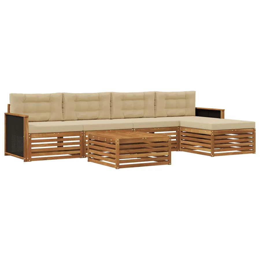 Ensemble de canapés d'extérieur 6 pcs Naturel et Beige - 2