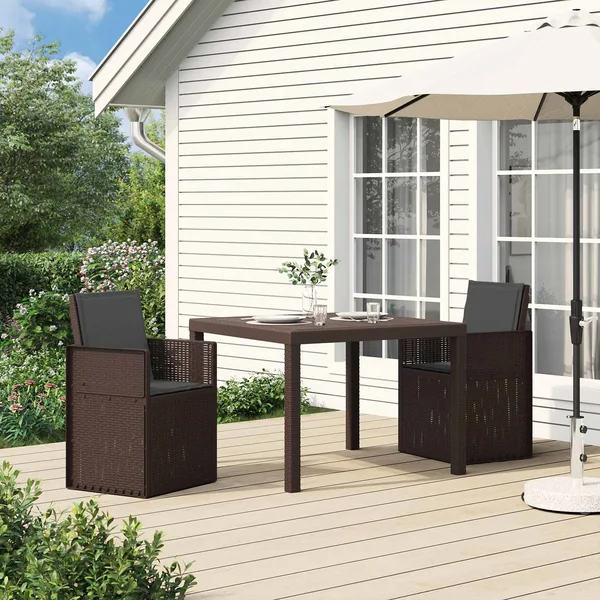 Ensemble de salle à manger pour jardin avec coussin 3 pcs PP