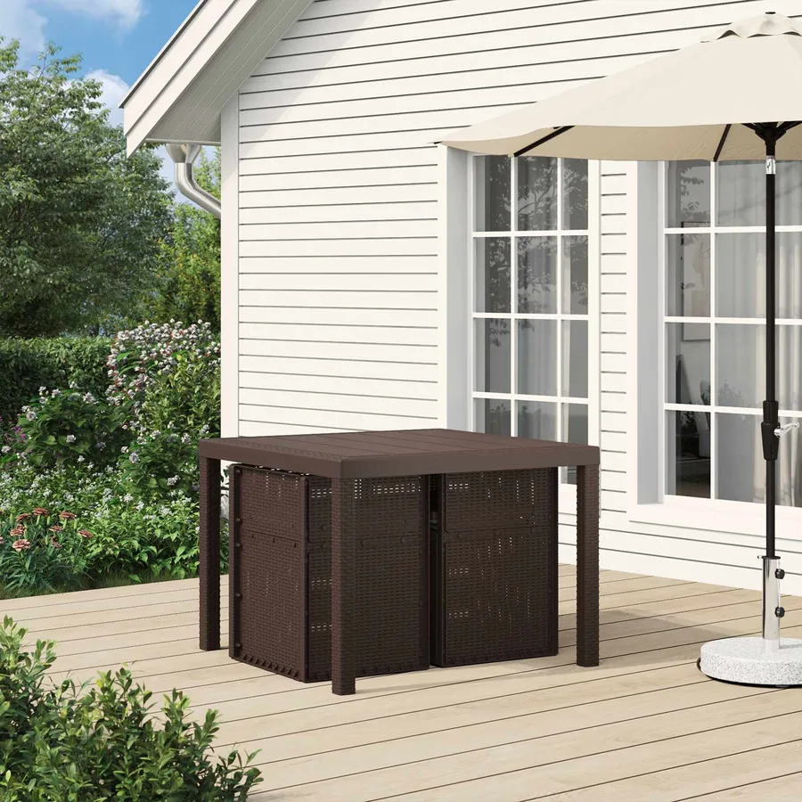 Ensemble de salle à manger pour jardin avec coussin 3 pcs PP - 4