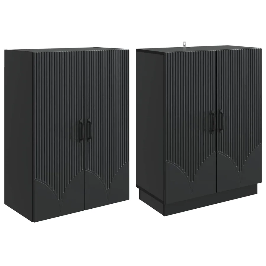Ensemble de Meubles 2 pcs Noir Bois d'ingénierie - 4