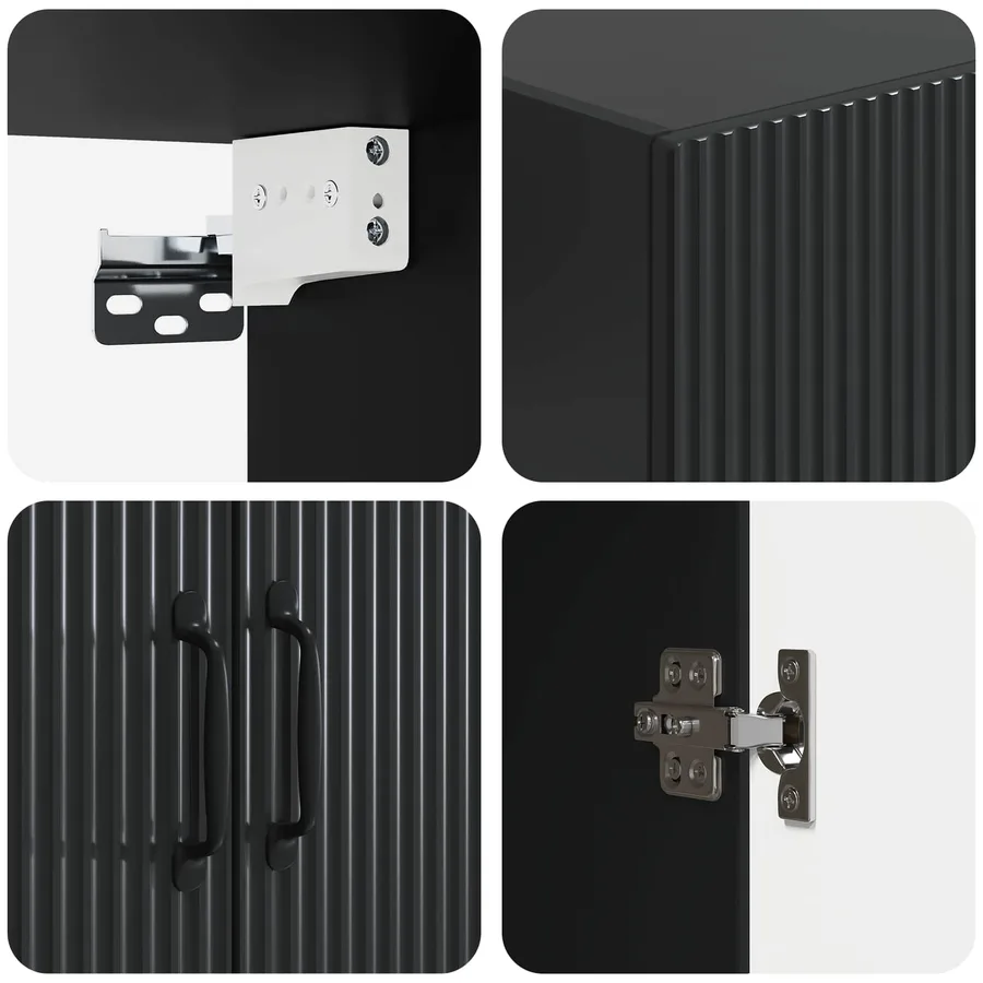 Ensemble de Meubles 2 pcs Noir Bois d'ingénierie - 8