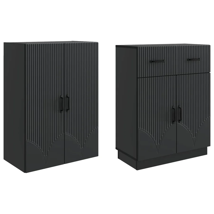 Ensemble de Meubles 2 pcs Noir Bois d'ingénierie - 4