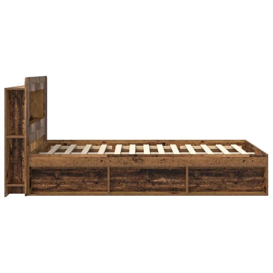 Cadre de lit avec rangement Bois ancien 120 x 190 cm - 4