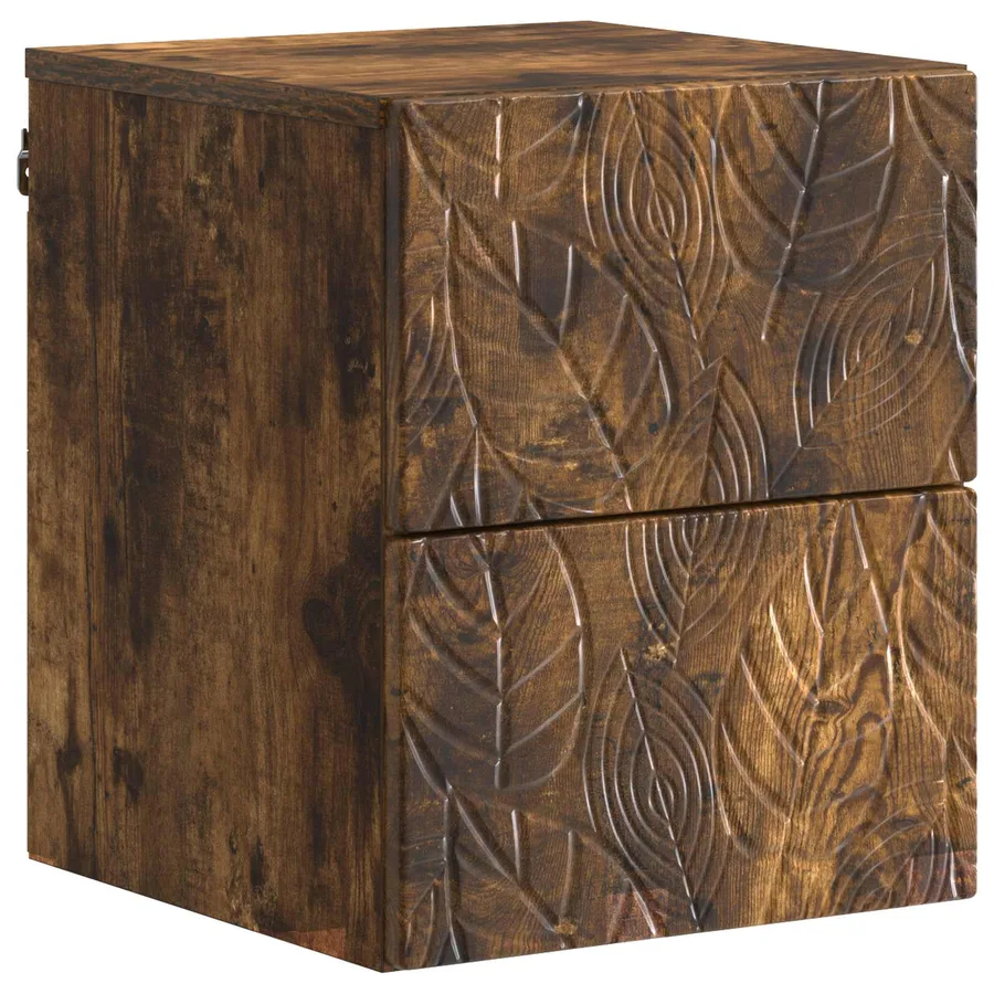Cabinet de chevet mural Chêne fumé 34,5 x 33 x 40 cm - 2