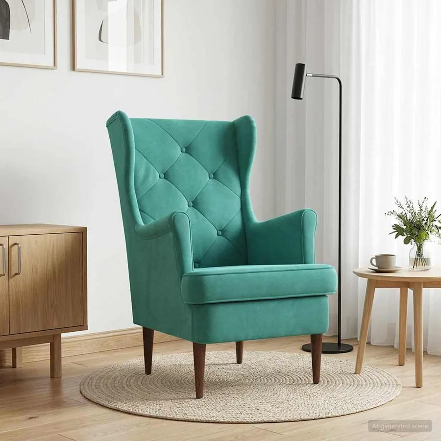 Fauteuil Turquoise Velours - 3