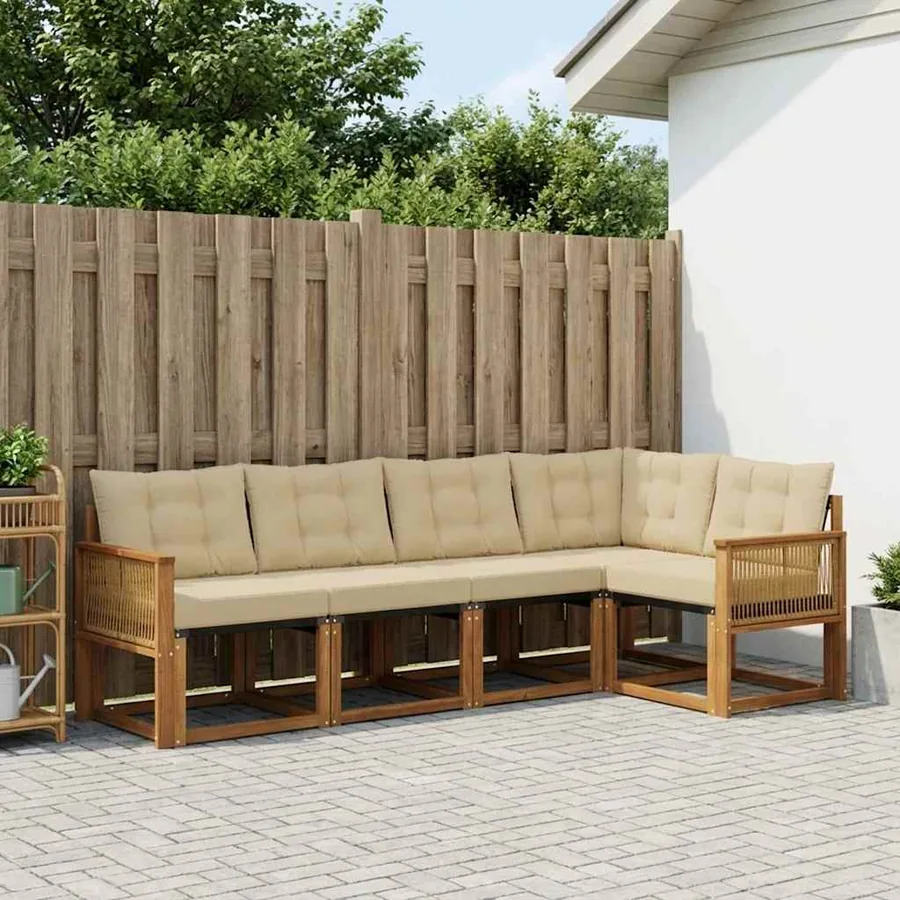 Ensemble de canapés d'extérieur 5 pcs Naturel et Beige