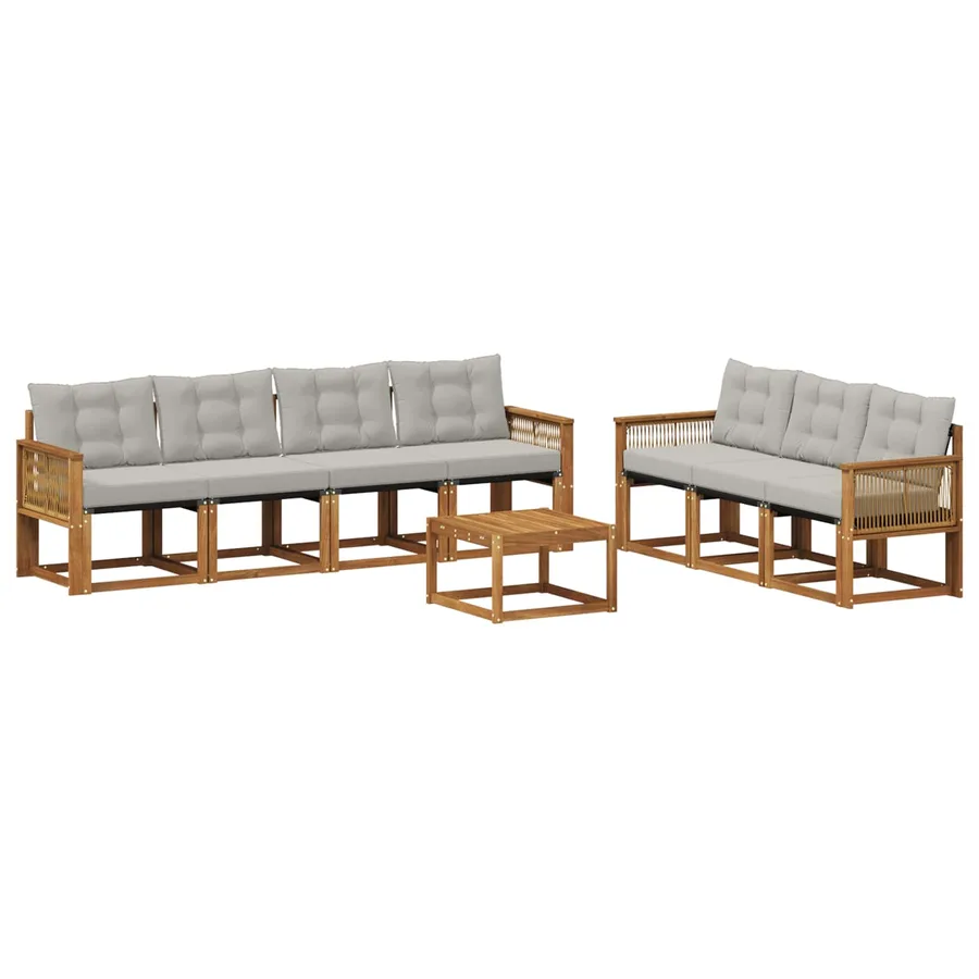Ensemble de canapés d'extérieur 8 pcs Naturel et gris clair - 2