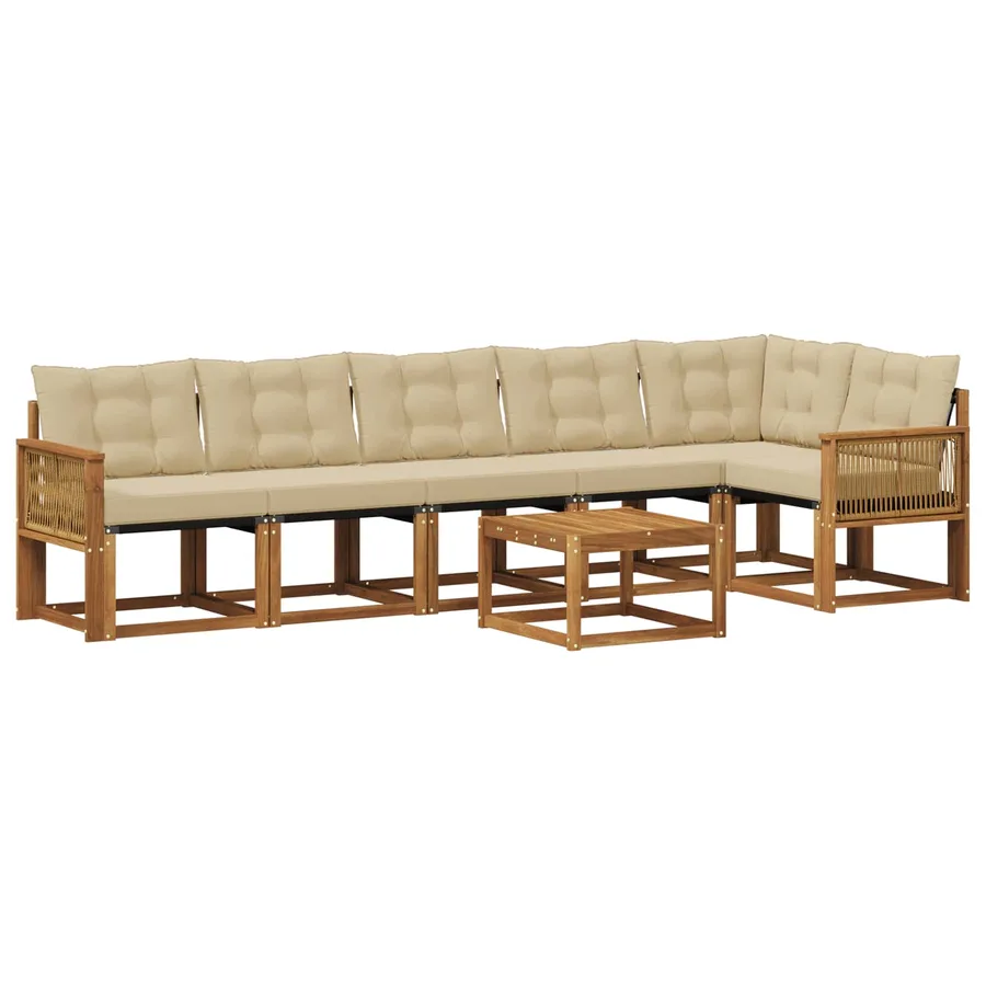 Ensemble de canapés d'extérieur 7 pcs Naturel et Beige - 2