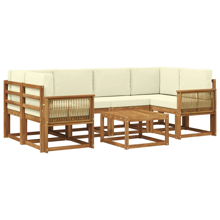 Ensemble de canapés d'extérieur 7 pcs Naturel et Crème - 2