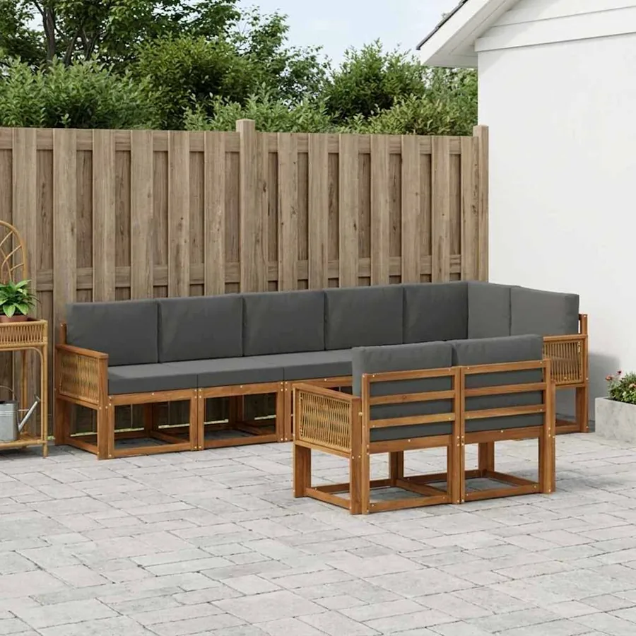 Ensemble de canapés d'extérieur 8 pcs Naturel et Anthracite