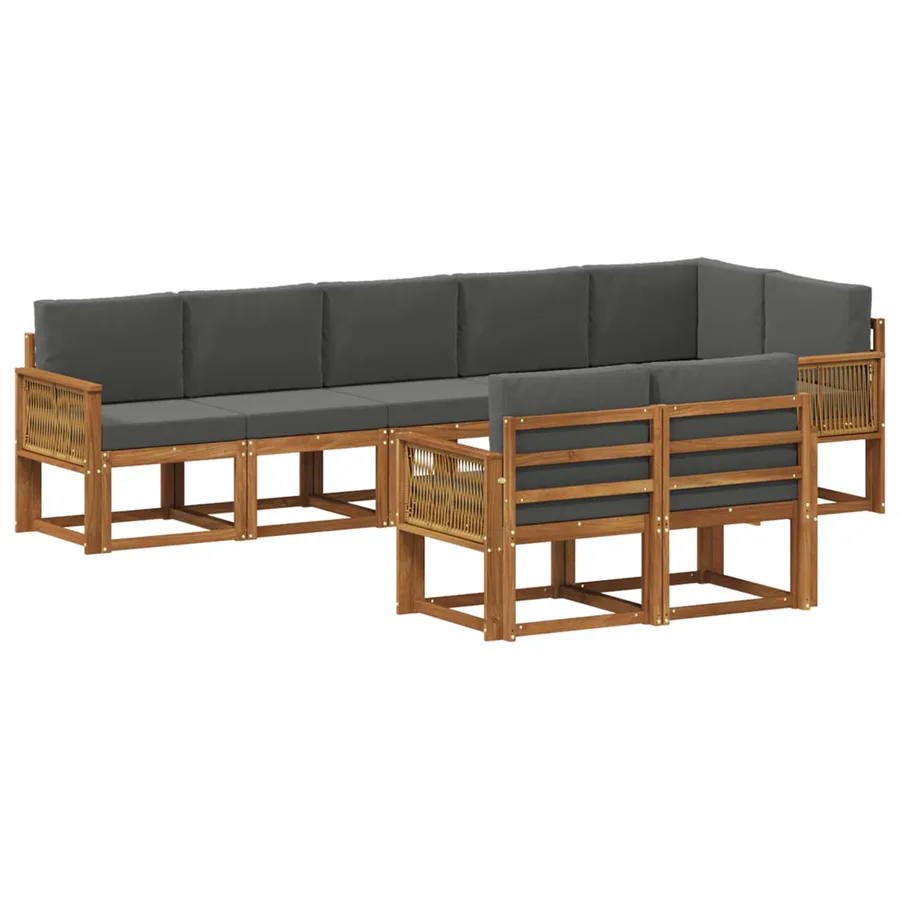 Ensemble de canapés d'extérieur 8 pcs Naturel et Anthracite - 2