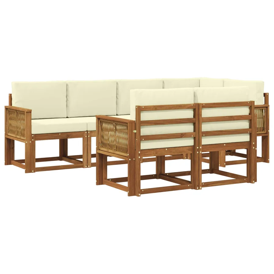 Ensemble de canapés d'extérieur 7 pcs Naturel et Crème - 2