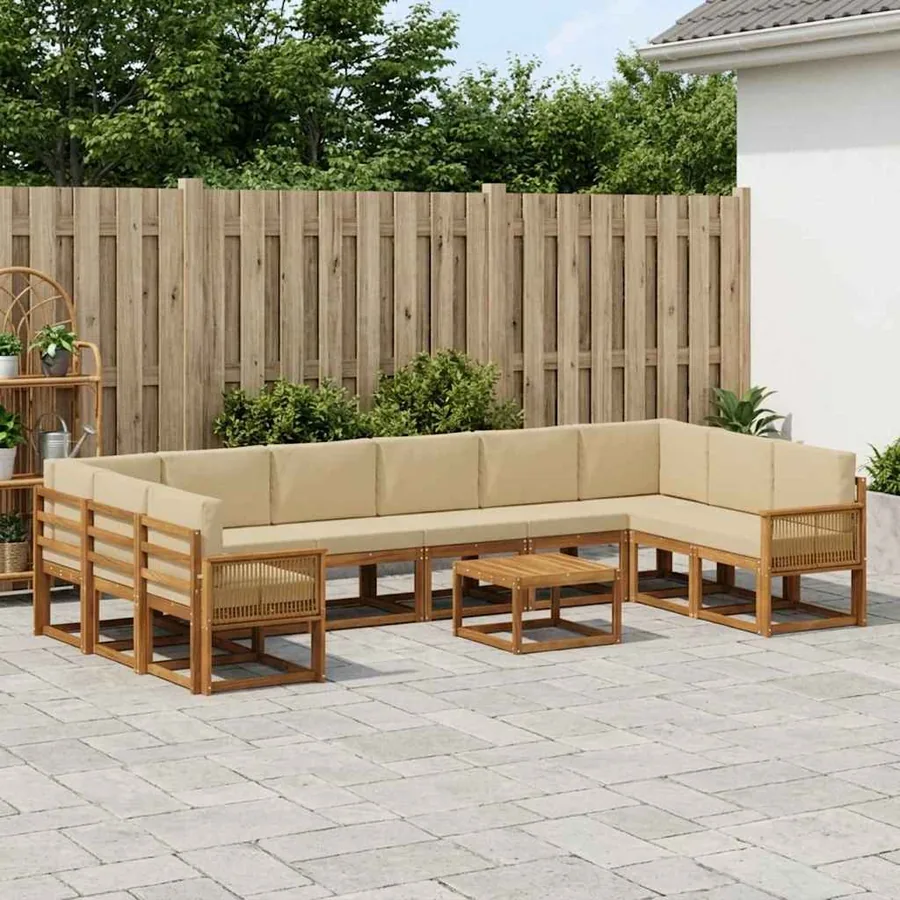 Ensemble de canapés d'extérieur 11 pcs Naturel et Beige
