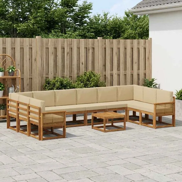 Ensemble de canapés d'extérieur 11 pcs Naturel et Beige