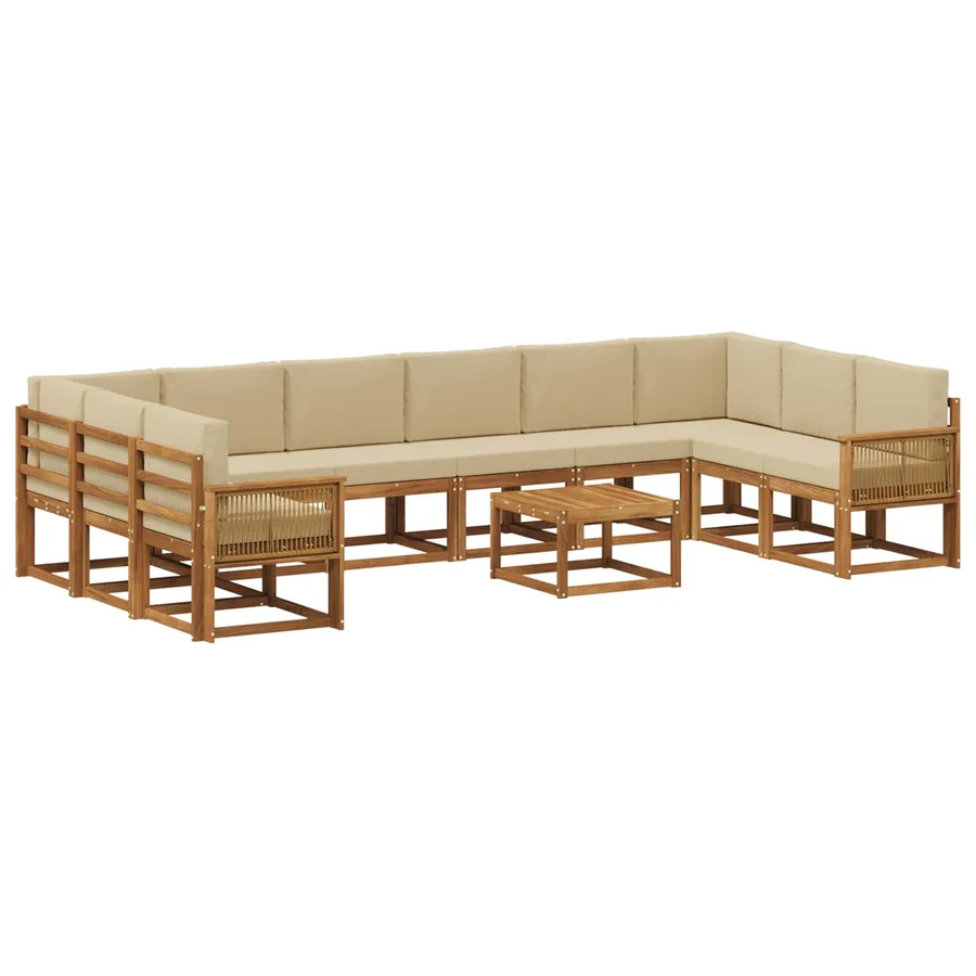 Ensemble de canapés d'extérieur 11 pcs Naturel et Beige - 2