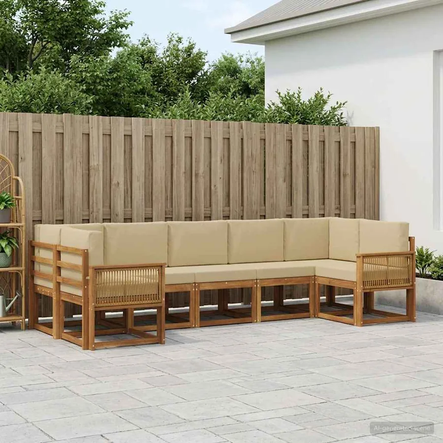 Ensemble de canapés d'extérieur 7 pc Naturel et Beige