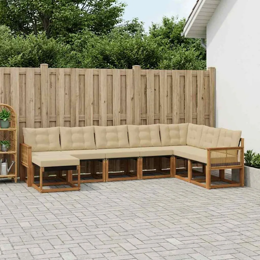 Ensemble de canapés d'extérieur 8 pcs Naturel et Beige