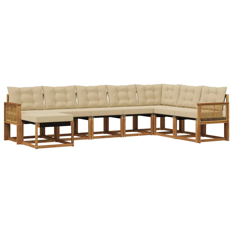Ensemble de canapés d'extérieur 8 pcs Naturel et Beige - 2