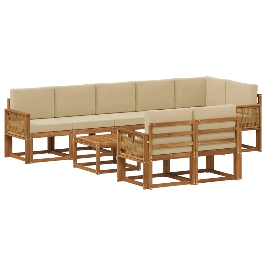 Ensemble de canapés d'extérieur 9 pcs Naturel et Beige - 2