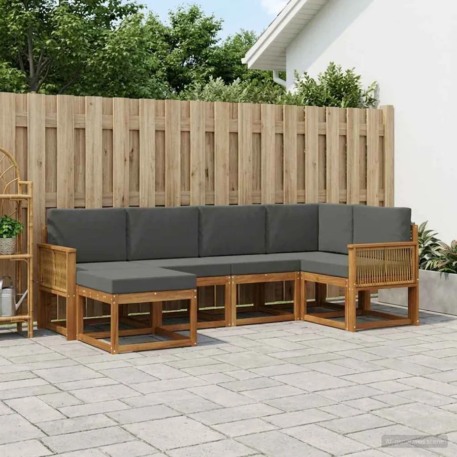 Ensemble de canapés d'extérieur 6 pcs Naturel et Anthracite