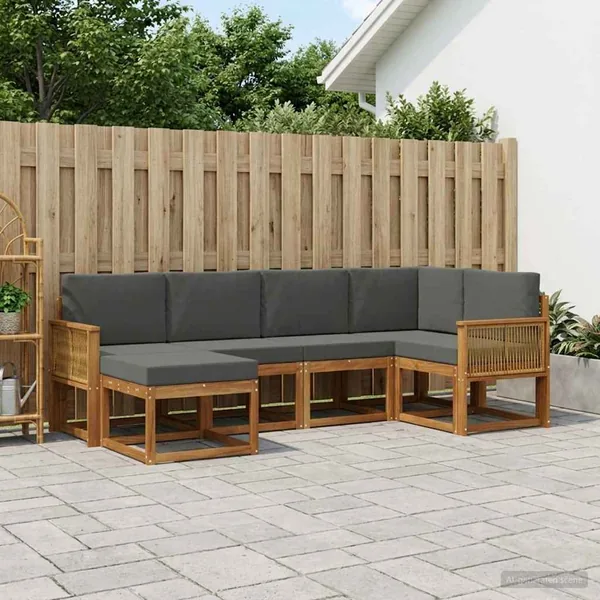Ensemble de canapés d'extérieur 6 pcs Naturel et Anthracite