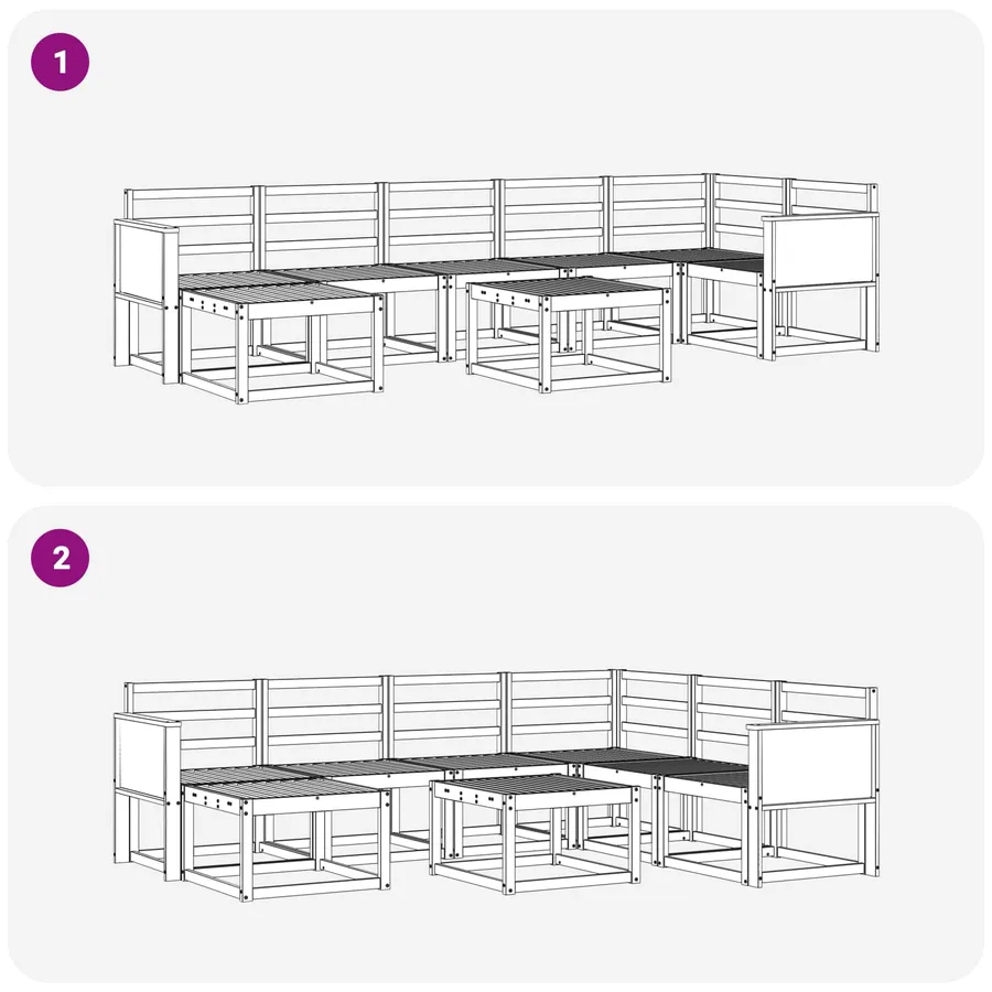 Ensemble de canapés d'extérieur 8 pcs Naturel - 9