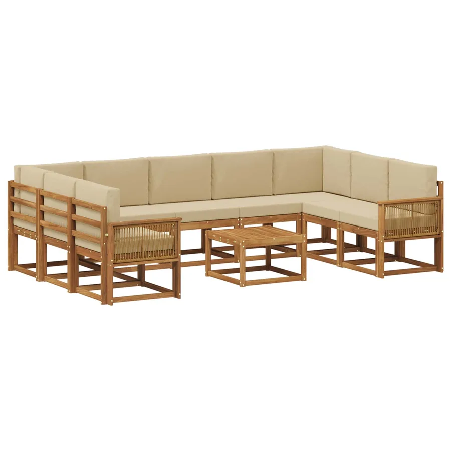 Ensemble de canapés d'extérieur 10 pcs Naturel et Beige - 2