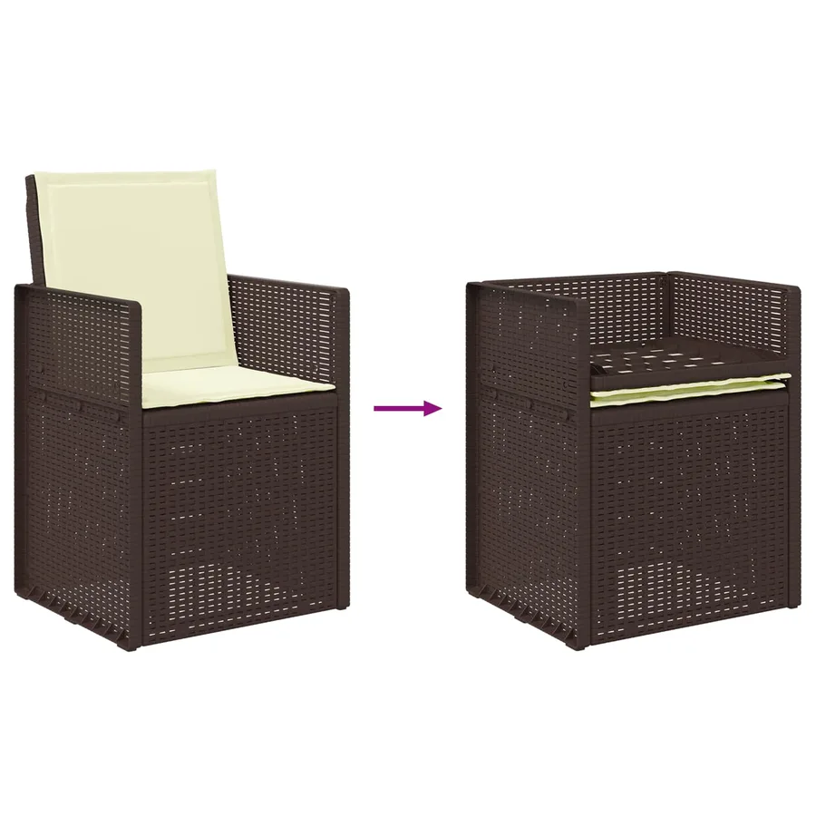 Ensemble de salle à manger pour jardin 5 pcs Marron et crème PP - 9