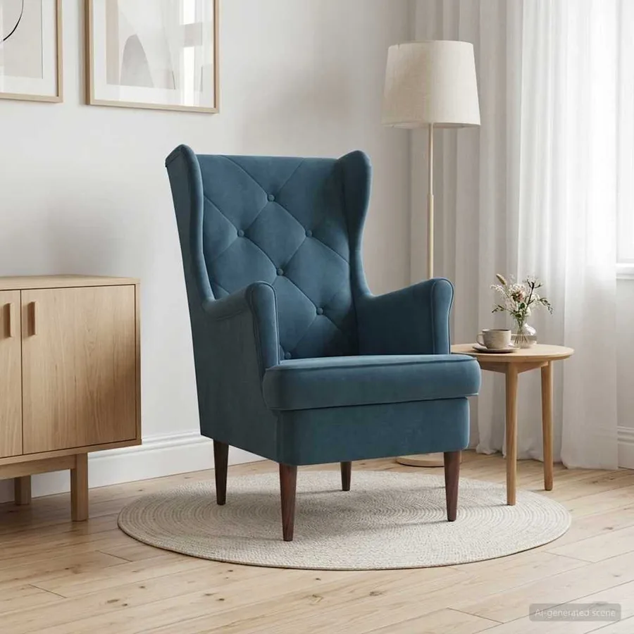Fauteuil Bleu Velours - 3