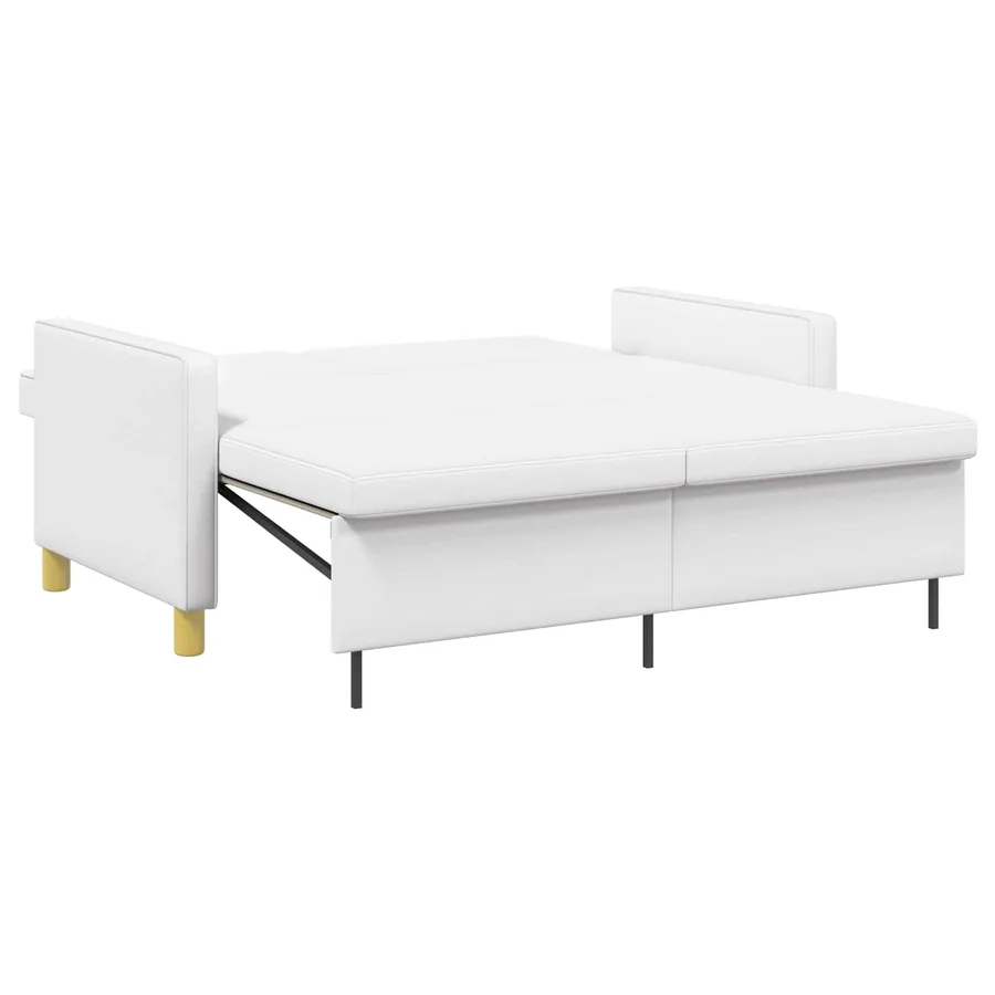 Canapé-lit escamotable Blanc Tissu - 6