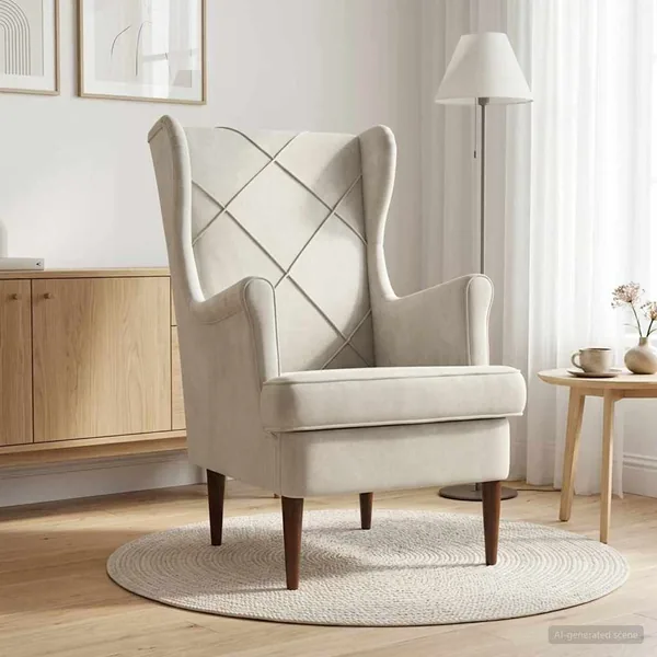 Fauteuil Crème Velours