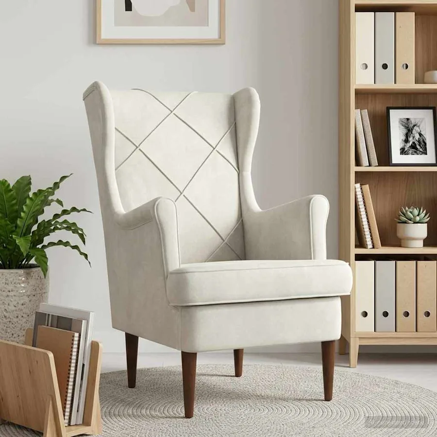 Fauteuil Crème Velours - 3