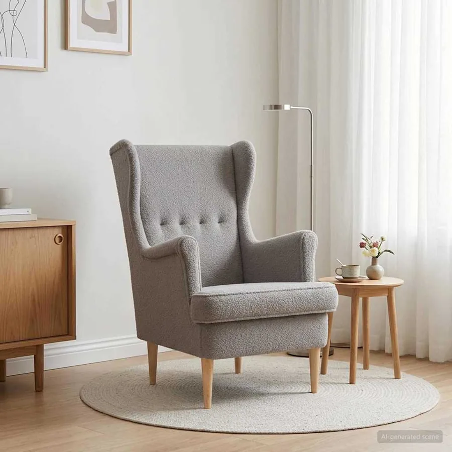 Fauteuil Gris clair Bouclé