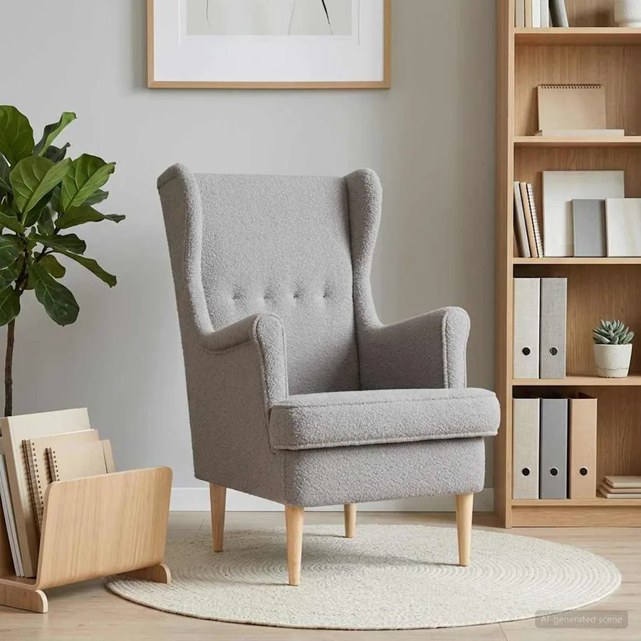 Fauteuil Gris clair Bouclé - 3