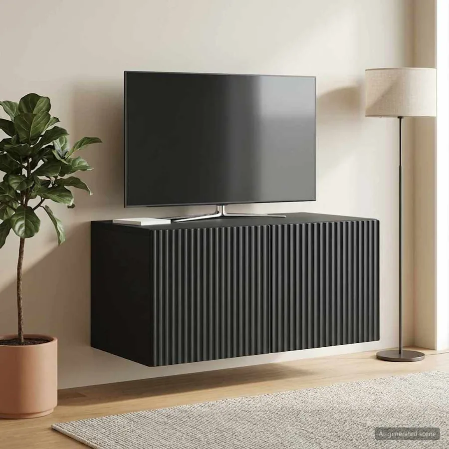 Meuble TV mural Noir 59,5 x 41 x 30 cm Bois d'ingénierie