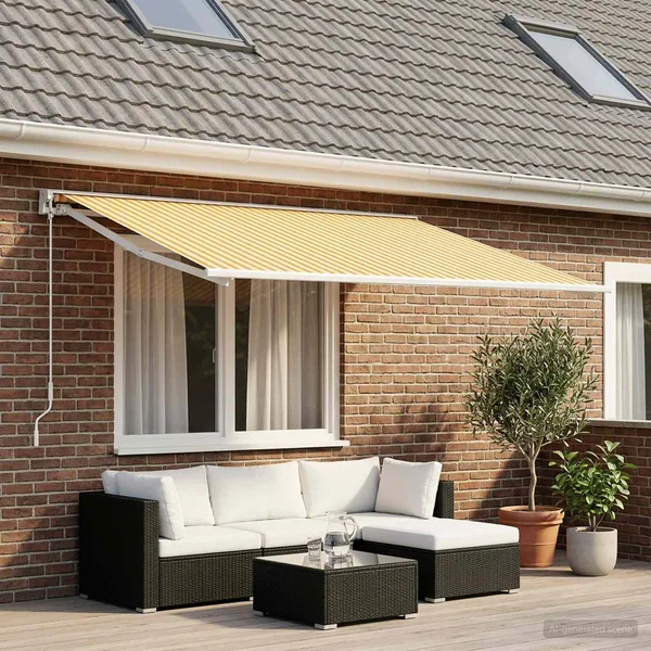 Toile de rechange pour auvent Jaune et blanc 450 × 350 cm